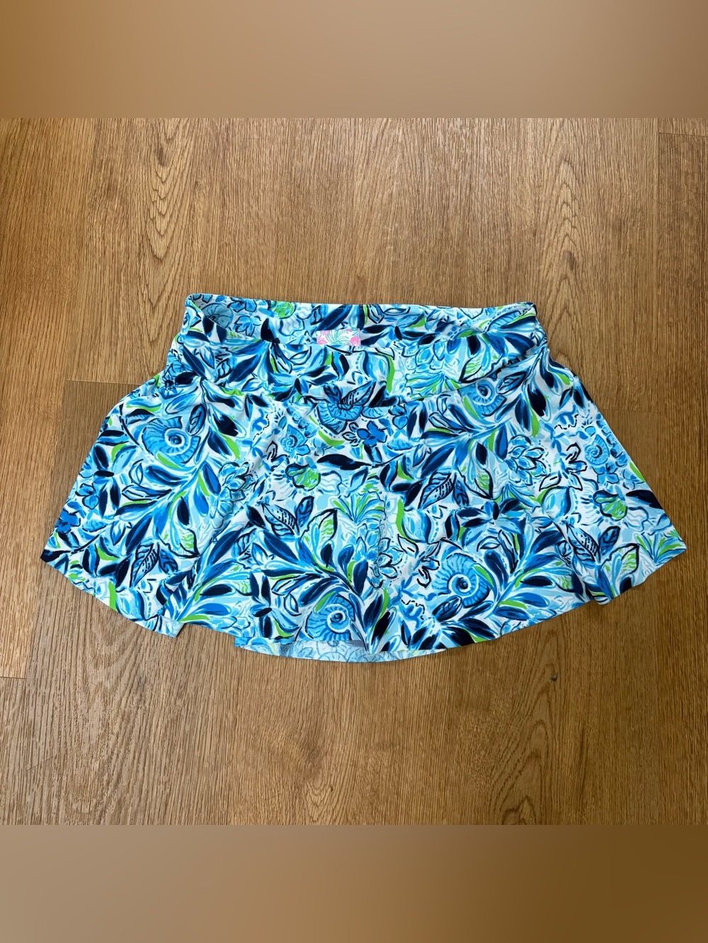 Blue floral swim skirt mini modest
